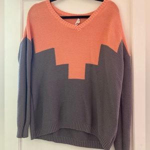 BCBG Generation Orange and Gray Pullover Knit Sweater